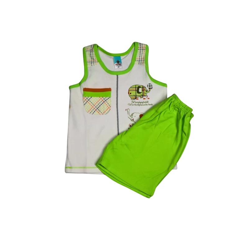 Kids Sleeveless Set with Plaid Pocket - Comfortable Playwear