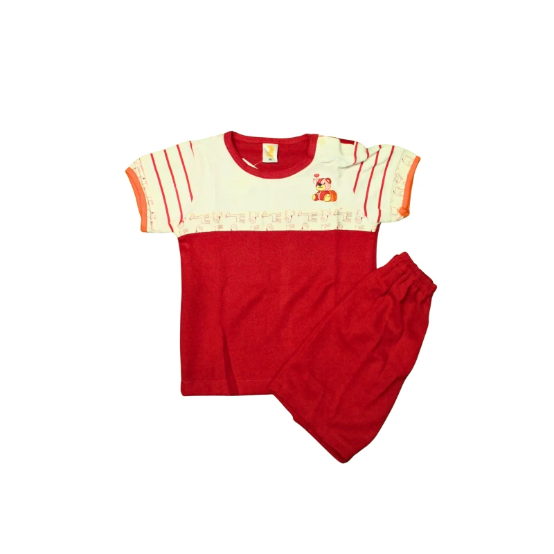 Teddy Bear Graphic Tee & Navy Shorts Set for Kids