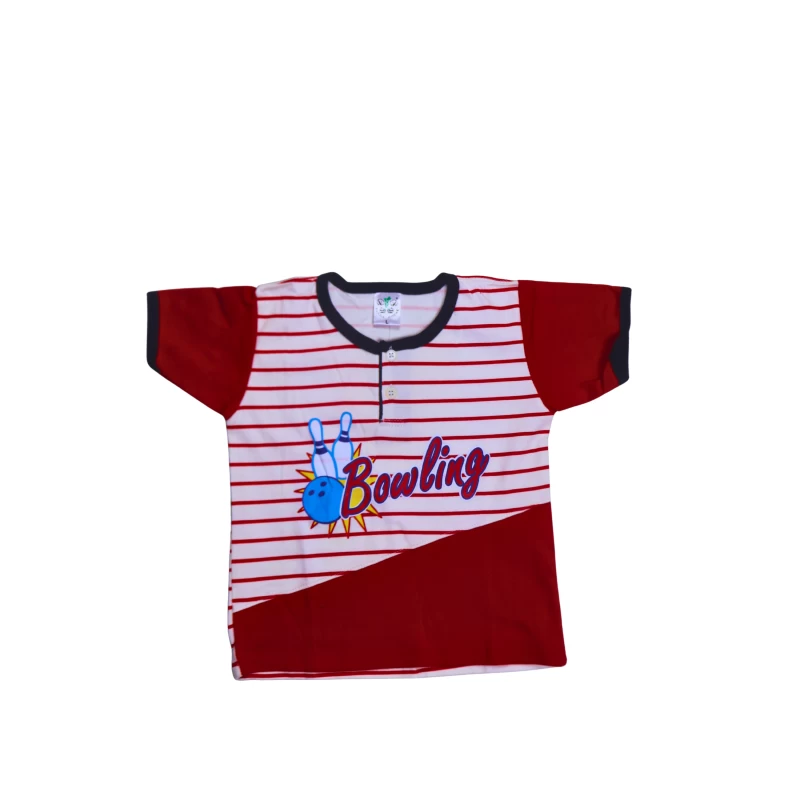 Boys’ Bowling Theme Striped Tee & Shorts Set