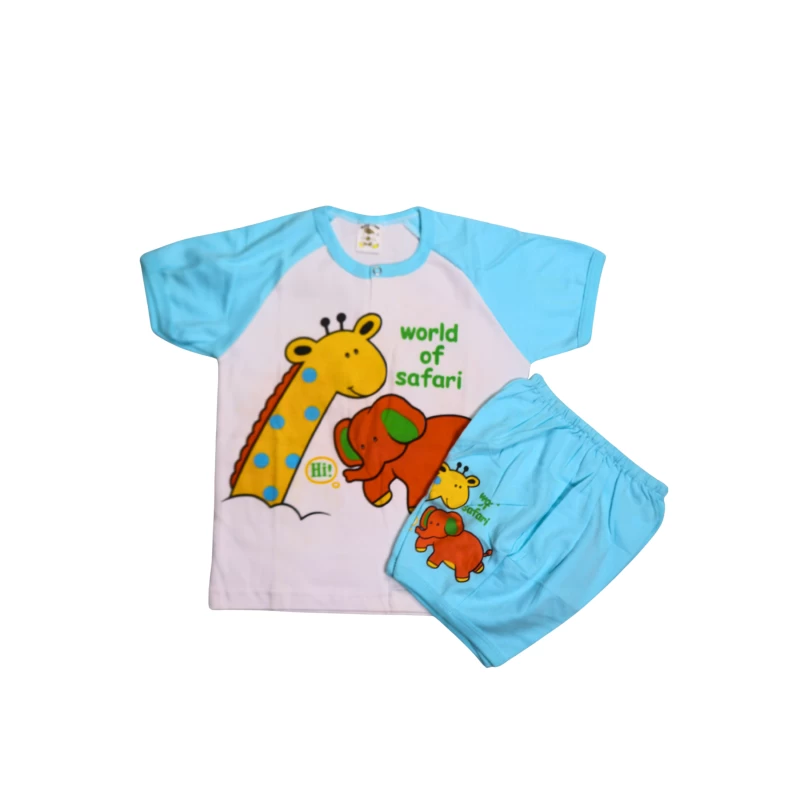 Kids’ World of Safari Giraffe & Elephant Graphic T-Shirt with Matching Shorts Set