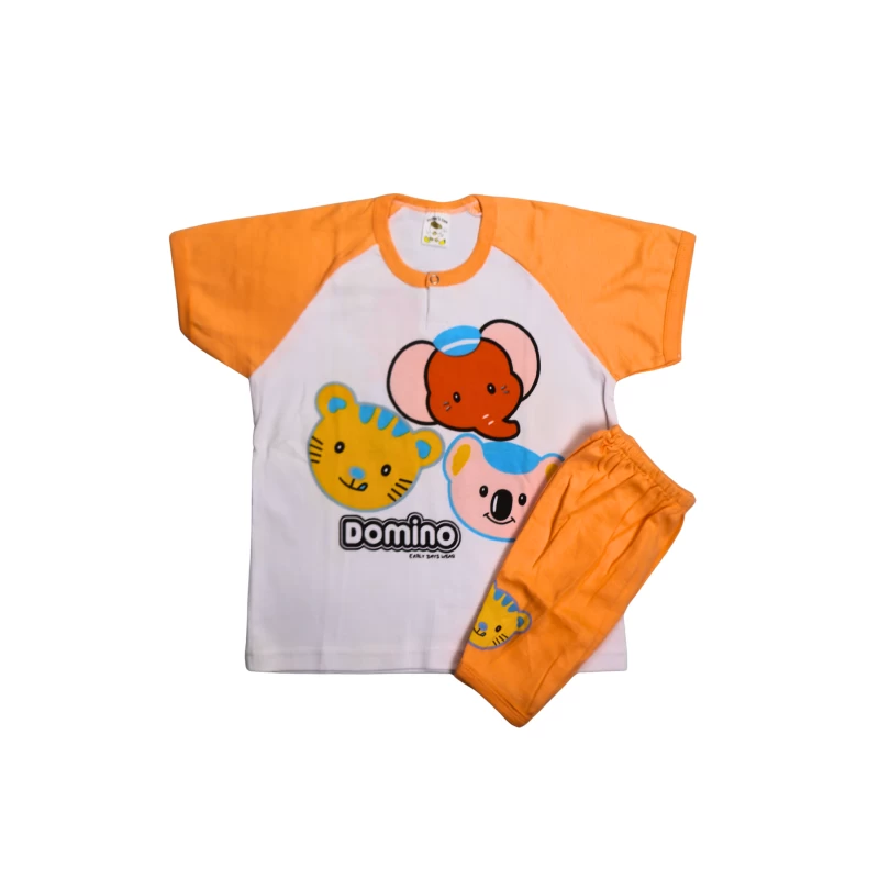 Bright Kids’ Graphical Tee & Shorts Set – Cute Animal Friends (Domino)