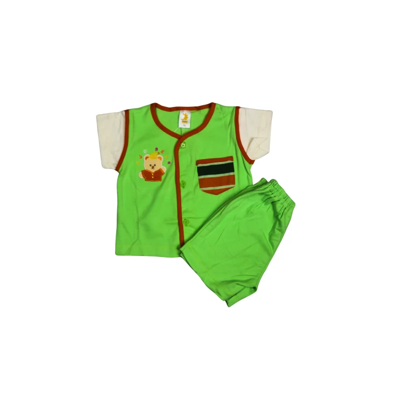 Cartoon Bear Nightwear Set - Short Sleeve Top + Pants for Kids