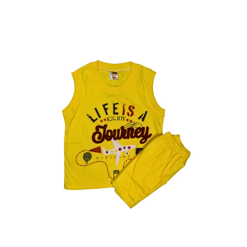 Bright Yellow Kids Tank Top & Shorts Set – “Life is a Journey” Graphic Tee