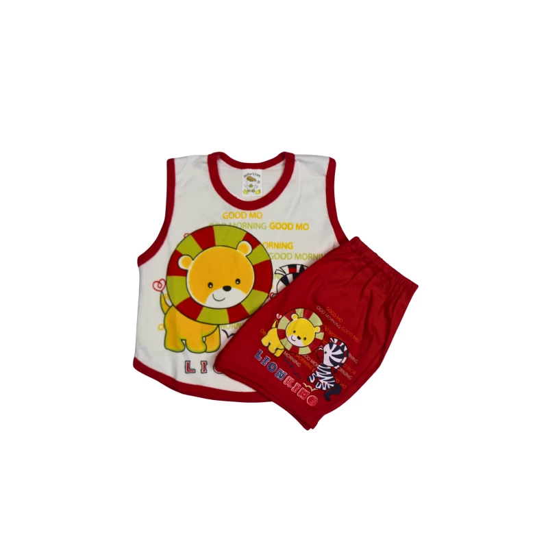 Red & White Lions Tank Top & Shorts Set for Kids