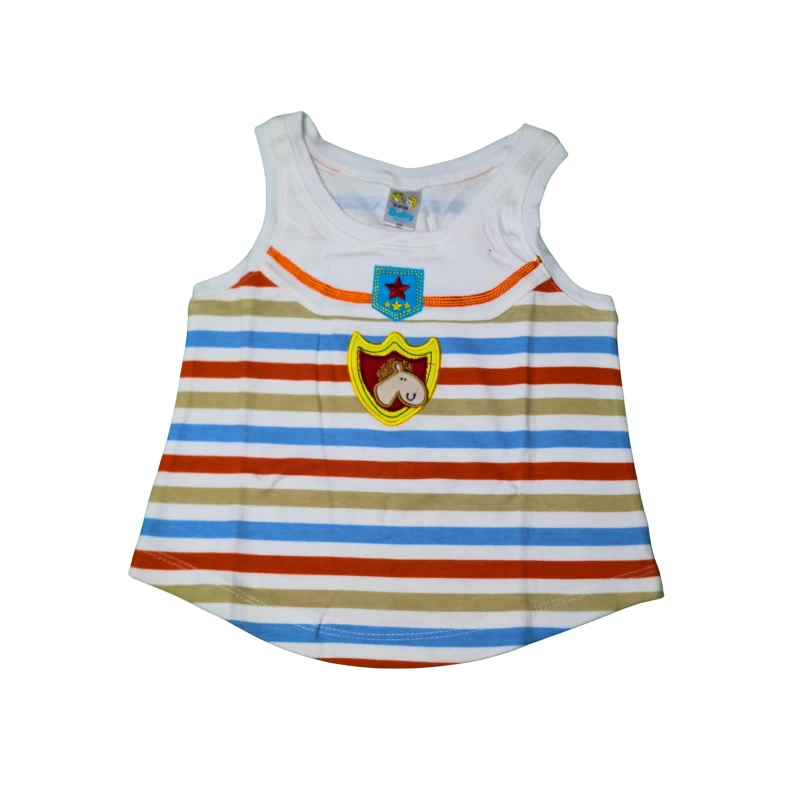 Girls' Striped Tank Top with Hero Badge Print