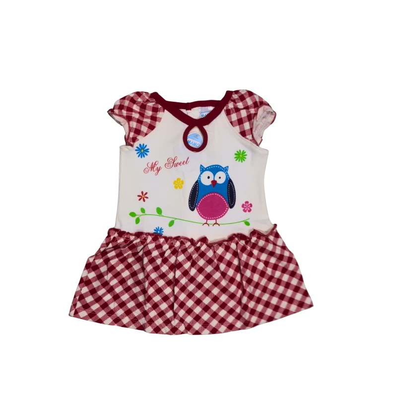 Girls' Sleeveless Top & Checkered Skirt Dress with Owl Print - Cute Summer Outfit