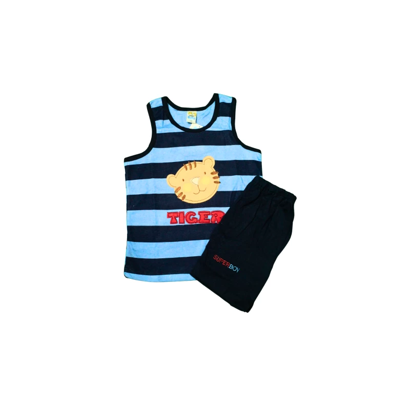 Striped Tiger Graphic Kids Tank Top & Shorts Set