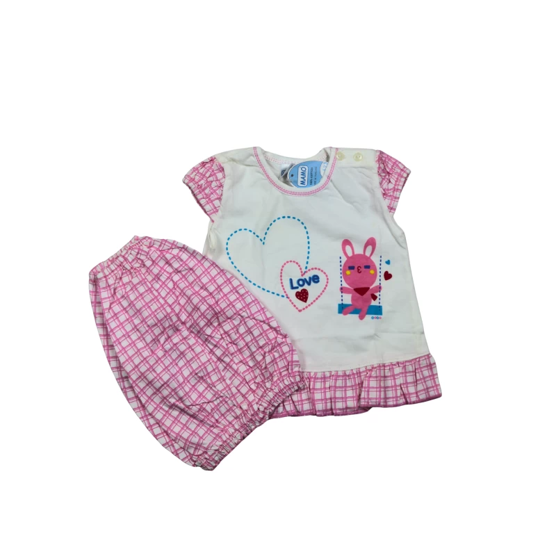 Kids’ Love Bunny Graphic Top & Checkered Pants Set