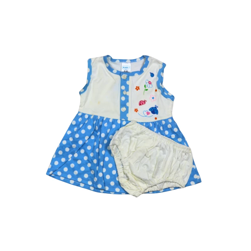 Baby Dress with Embroidered Front & Bloomers Set
